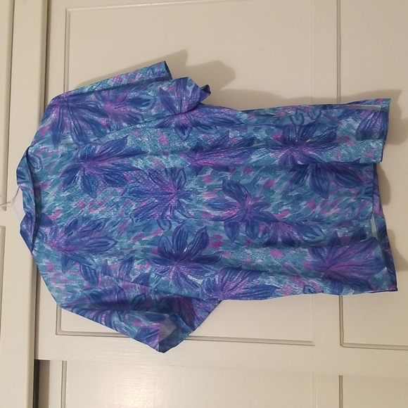 Ample Togs Blue Leaf 80s Short Sleeve Shirt - Picture 2 of 6